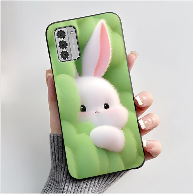 Чехол для Nokia G42 G310 5G Корпус Роскошный Милый Кролик Любовь Смешной Мультяшный Мягкий Силикон Черный ТПУ Защитный Чехол для Телефона Задняя Крышка