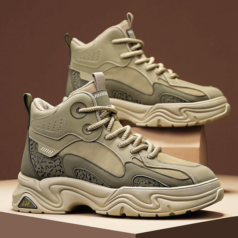 Мужские ботинки мартин 2024 осень и зима британский стиль высокие берцы не могут быть плохими, мужские повседневные ботинки большого желтого цвета на средней высоте, увеличивающие рост тоже