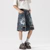 New Summer Loose Denim Mid-pants Men's Fried Salt Water Wash 5-minute Shorts