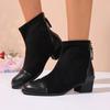 Мода Мода Анкл Бутс Универсальный Темперамент Женская Обувь Толстые Каблуки Простые Женские Ботинки Повседневный Комфорт Короткие Ботинки Трендовые Высокие Каблуки