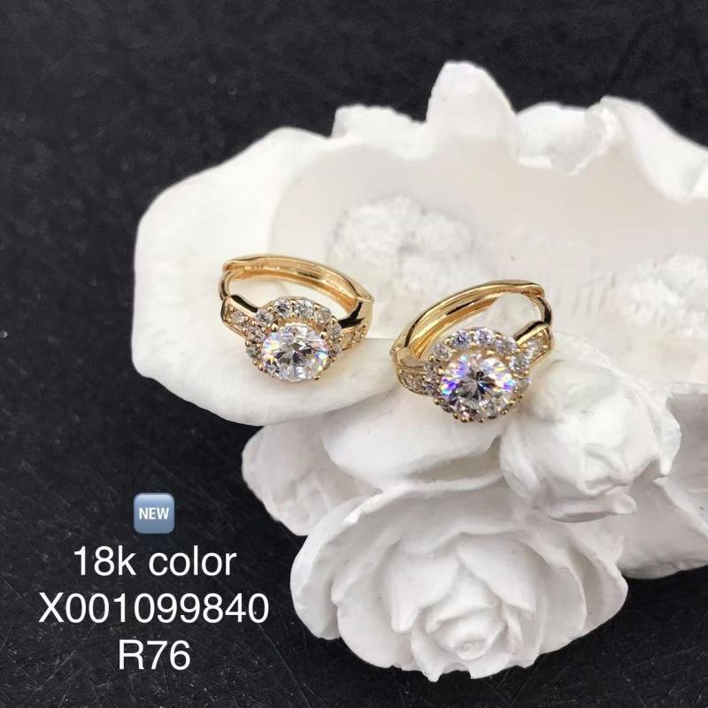 Ювелирные изделия Xuping, серьги-гвоздики, серьги-клипсы из сплава с покрытием k-цвета, с мульти-цирконами, в европейском и американском стиле, модные и универсальные серьги.
