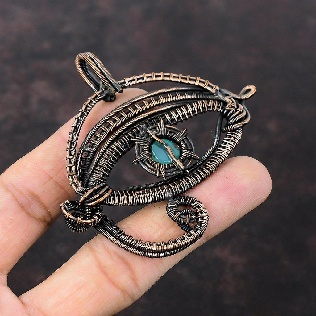 Подвеска от сглаза с апатитом, обернутая медной проволокой, подвеска из драгоценного камня, ювелирное изделие ручной работы из апатита, подвеска от сглаза с медной проволокой, ювелирное изделие в подарок на годовщину