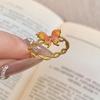 Elegant Vintage Gold Butterfly Ring For Women Featuring Unique Twisted Enamel And Open Design