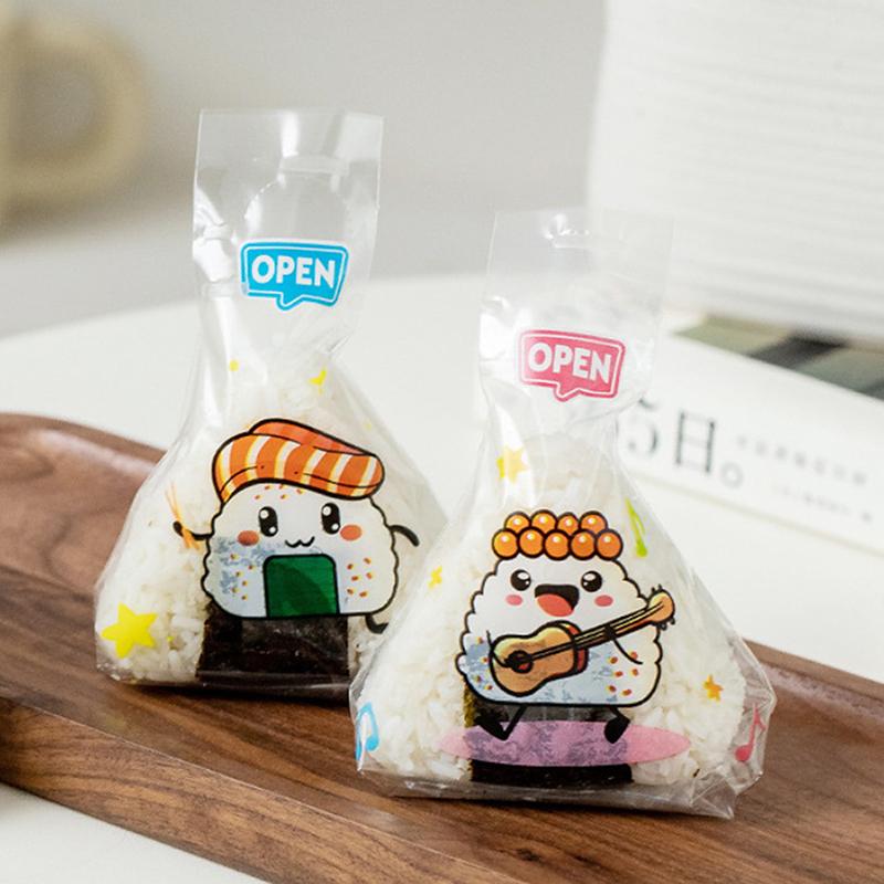 50 шт. Треугольный пакет для упаковки рисовых шариков и 2 шт. Набор форм для рисовых шариков Пакеты для подарков для суши Портативные аксессуары для бенто для рисовых шариков