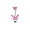 Gatte Pink Butterfly Heart Rhinestone Zircon Rabbit Double Belly Button Ring