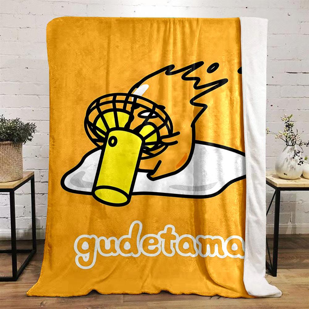 Lazy Egg and Fan on Orange Background Patterned flannel blanket perfect for the bedroom living room, sofa, or a little nap
