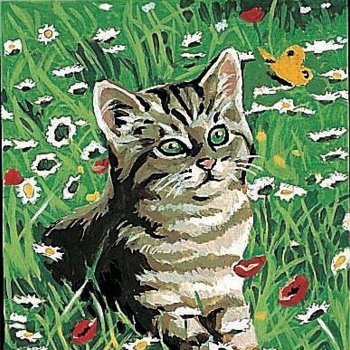 Kit canevas 18 x 14 cm Margot Canevas modèle chat dans le champ