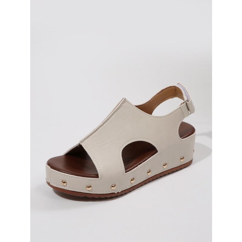 Летние Новые Сандалии на Платформе-Маффин на Танкетке Женские на Липучке Плюс Сандалии-Гладиаторы с Шипами