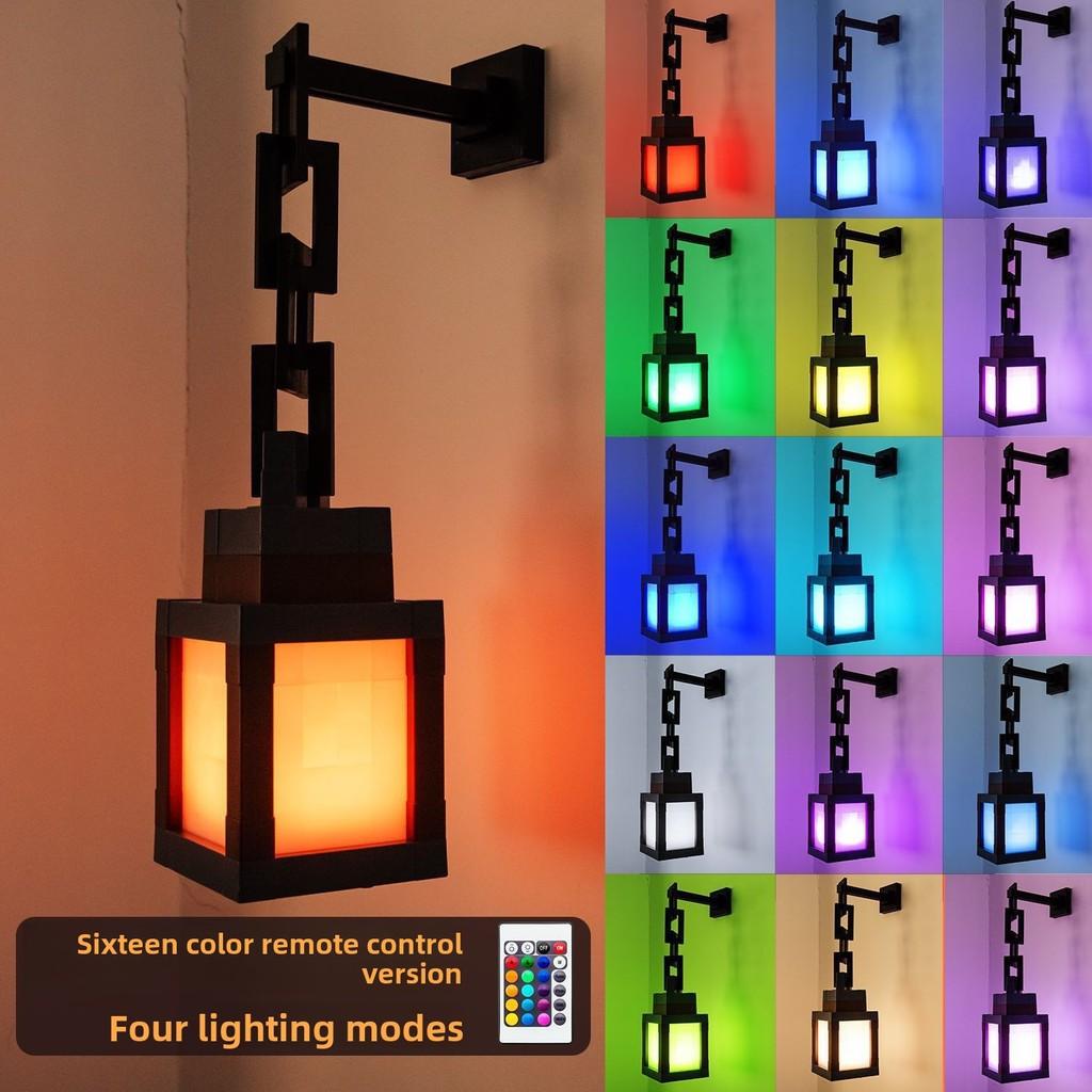 Пиксельная настенная лампа Minecraft RGB LED с пультом дистанционного управления, креативный декор для фанатов игр