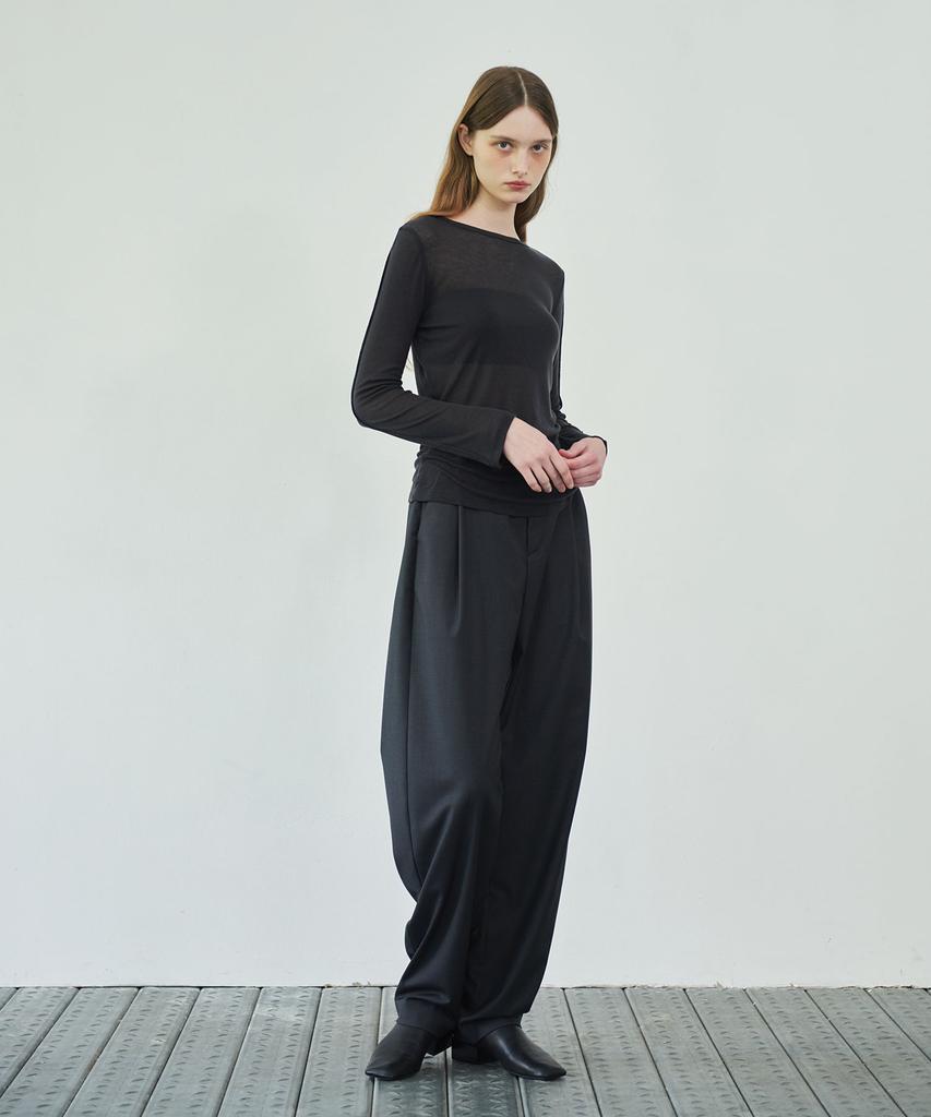 38COMEONCOMMON Curve Wide Slacks (Charcoal)