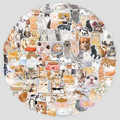 100 штук граффити-наклеек серии «Котята», милые наклейки с животными, водонепроницаемые декоративные наклейки для стаканов для воды и багажа