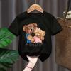 Fashion Funny Bear Printed Kid Short Round Neck T-shirts Children Baby Kawaii Clothes Boy Girl Tops Gift Present Short T-shirts