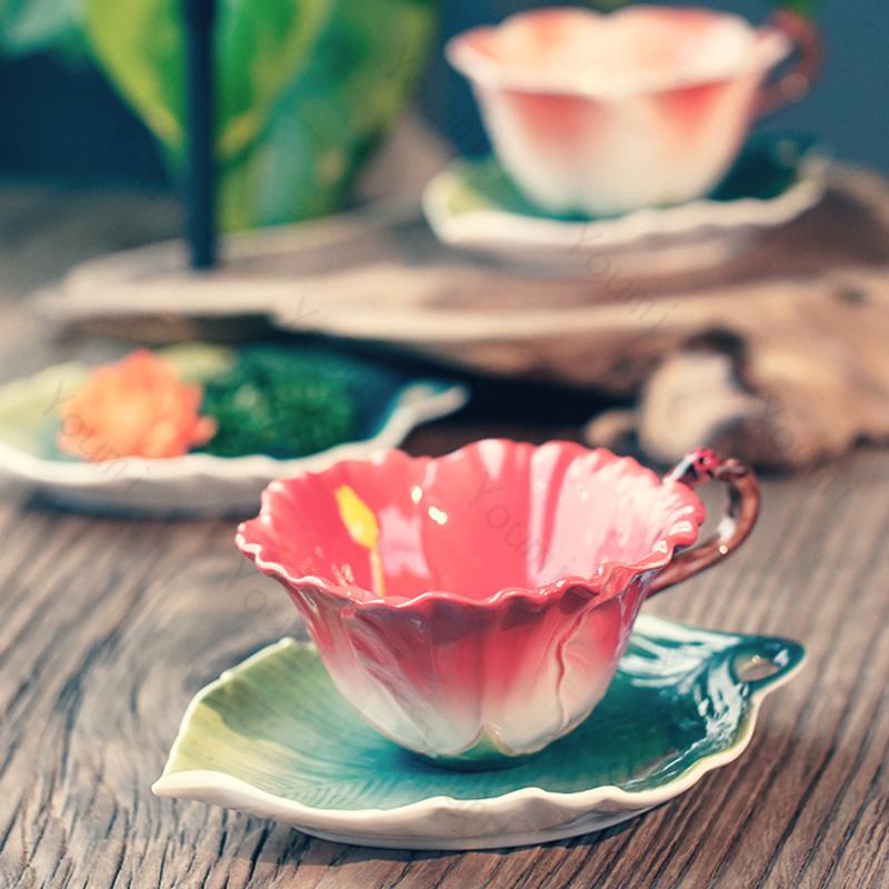 Французские эмалированные кофейные чашки высокого класса, изысканные, нарисованные вручную цветы, чашка для дневного чая, тарелка, сладкая бытовая посуда, подарки