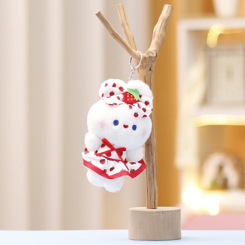 Rabbit Panda Keychain Cute Cartoon Girl Backpack Decorative Pendant Plush Doll