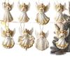 8 pcs 2D Flat Christmas Hanging Ornament Wooden Xmas Decoration  Holiday Party
