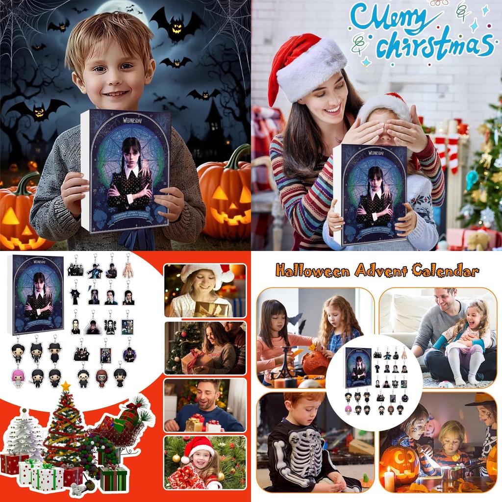 Wednesday Advent Calendar Christmas Countdown With Acrylic Keychains For Gift Giving