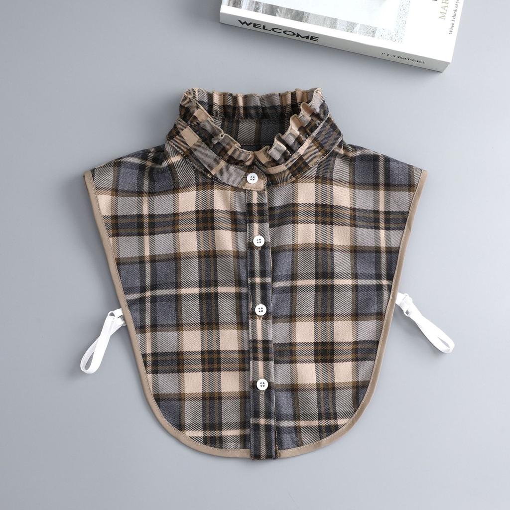 Women Detachable Plaid Shirt Design Fake Collar False Blouse Clothing Accessories