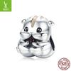 Handmade Sterling Silver Hamster Bead - Cute DIY Animal Accessory, 925 Silver