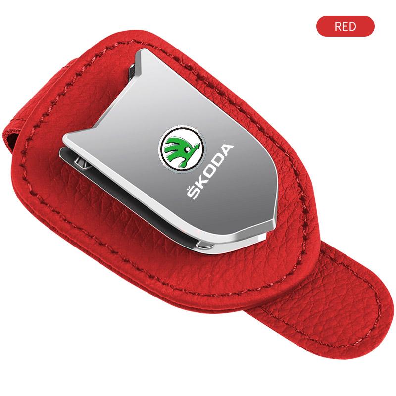 Автомобильный солнцезащитный козырек, коробка для очков, зажим для солнцезащитных очков, держатель для карт и билетов, подставка для Skoda Fabia Kodiaq Kamiq Superb Yeti Octavia Enyaq Rapid Karoq Derivati