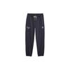 Letter Embroidered Mid Waist Fleece Casual Pants Men Bottoms Black 625311-16