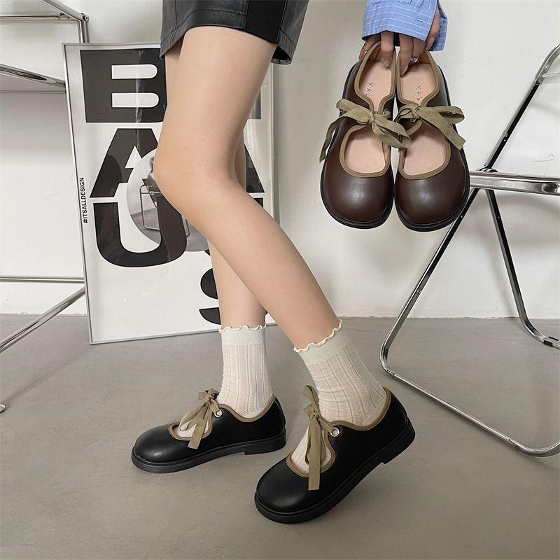 Женские туфли-лодочки в японском стиле Лолита, милые готические туфли Мэри Джейн, элегантные туфли на низком каблуке с круглым носком для женщин, платье Kawaii с бантом