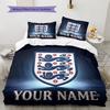 Custom Name England national team Pattern Bedding Quilt Set  Home Decoration  Gift (1 * duvet cover + 2 * pillowcase  without core)