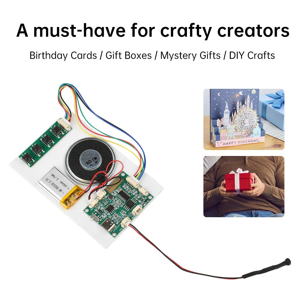 DIY модуль записи Bluetooth 3,7 В литиевая батарея модуль записи 8 М поздравительная открытка TYPE-C кнопка/свет/магнитное управление модель