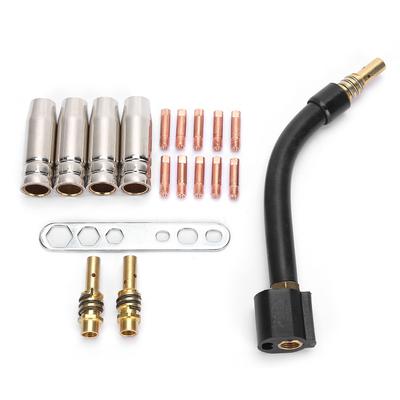 10 шт. Контактный наконечник 4 шт. Держатель наконечника Диффузор 2 шт. Соединительный стержень Шейка горелки Насадка Набор ключей для