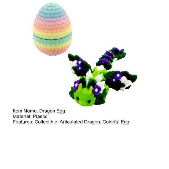 3D Printed Dragon Egg Colorful Egg with Dragon Inside Articulated Dragon Figurine Flexible Fidget Toy for Kids Easter Basket Stuffers