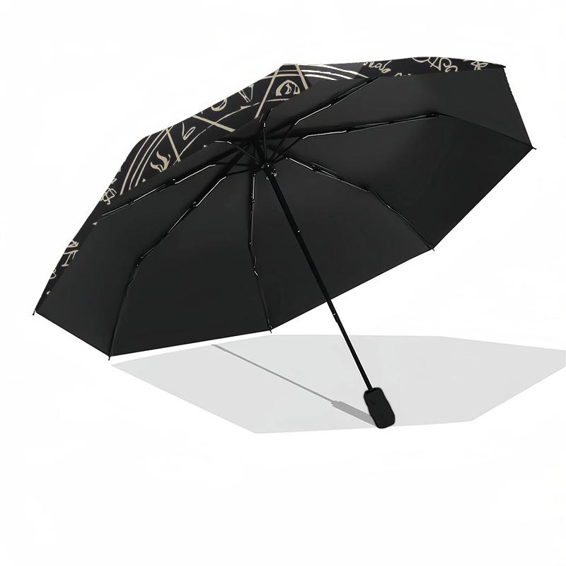 Golden Pentagram Symbol Tapestry - Mystic Decor Umbrella - Cute Umbrella with Cute Design, Portable 3-Fold Compact Umbrella fo