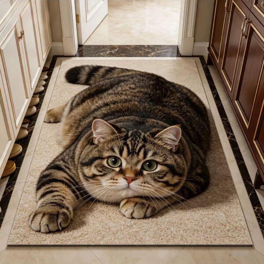 40×60CM Bathroom Carpet Realistic Bedroom Door Rug Cute 3D Cat Floor Mat Home Decor