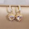 Роскошные серьги-капли в форме сердца с кубическим цирконием для женщин, новые серьги золотого цвета с пряжкой, модные ювелирные изделия, свадебные аксессуары