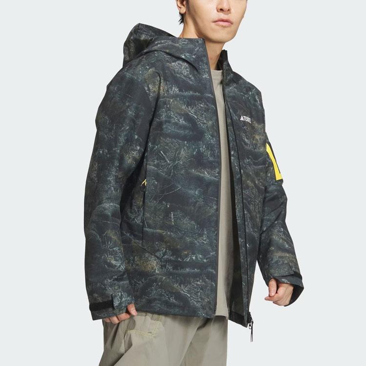adidas National Geographic Allover Print RAIN.RDY Jacket Asia Sizing 'Silver Pebble' Men's IS9511