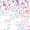 100PCS White Bead Alphabet Beads Colorful Letter Round Letter Beads Vowel Letter Beads  DIY Bracelet