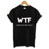 WTF Where's Food Letter Printed T-shirt Women's Short Sleeved Round Neck T-shirt Women's Summer Fashion T-shirt Top