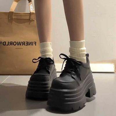 Популярные женские туфли на толстой подошве с завышенной талией, кожаные туфли на шнуровке, весна 2025, новые туфли JK single