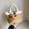 Niche Plush Hand Carrying Bucket Bag Women's Autumn and Winter New Retro Commuting Small Bag