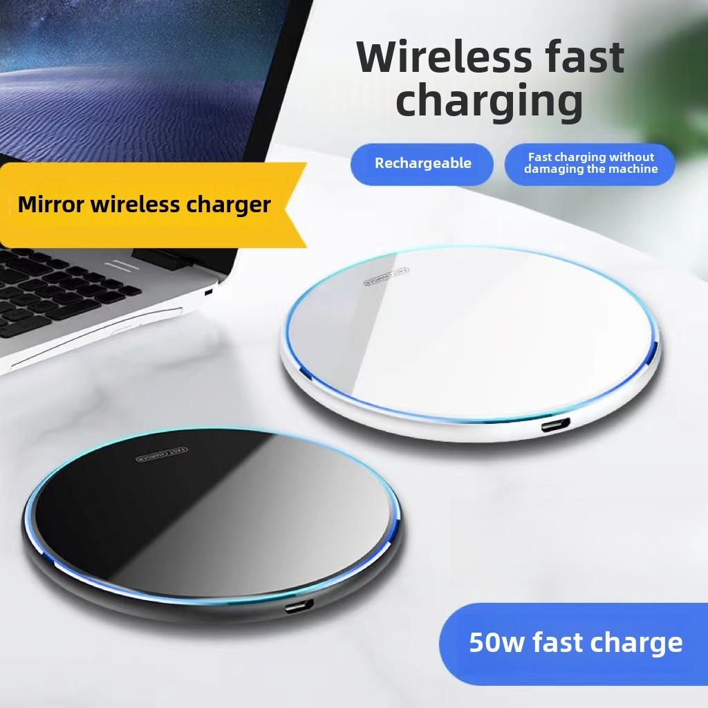 Беспроводное зарядное устройство Disc Быстрая зарядка Подарочное акриловое зеркало Беспроводное зарядное устройство 50 Вт