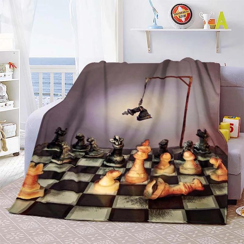 Chess Printed Soft Flannel Throw Blanket International Chess Beds Hiking Picnic Sofa Couch Cover Fashion Bedspread Blanket Gifts