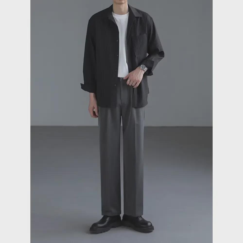 Korean-Style Loose Wide-Leg Men's Suit Pants - Trendy, Handsome, High-Grade Straight Trousers