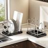Practical Multi Layer Pot Lid Storage Rack Rustproof Drain Pot Lid Holder Large Capacity Vertical Cookware Holder Cabinet