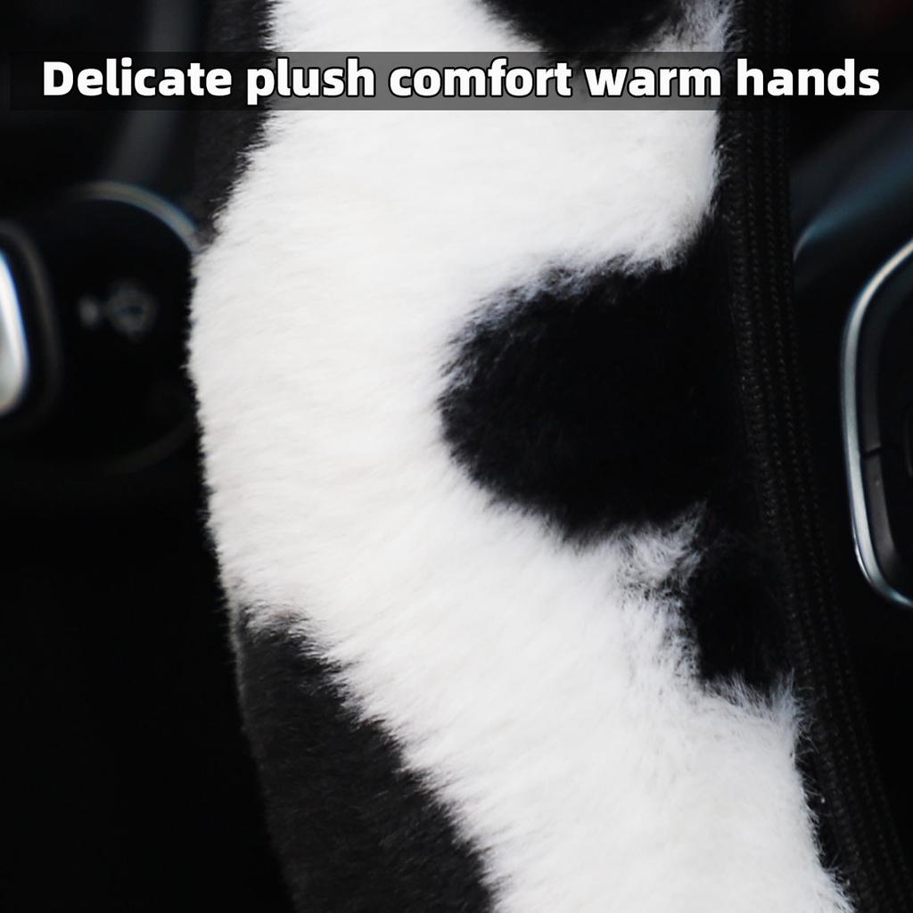 Мягкий плюшевый чехол на руль Love Heart имитирует кролика, плюшевый зимний теплый защитный чехол на руль, аксессуары для салона для женщин