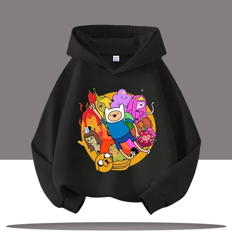 2025 Новая детская толстовка Время приключений с мультяшным принтом Аватар Детская спортивная одежда для девочек Повседневный топ Одежда на осень/зиму