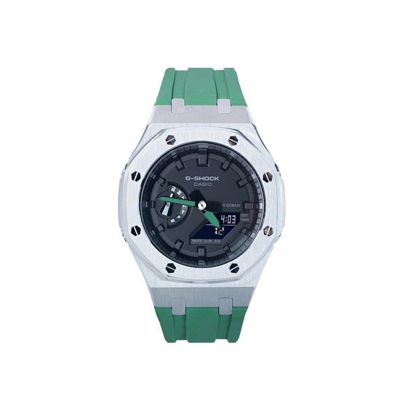 Casio Мужские часы с двойным дисплеем (жидкокристаллический/аналоговый) Серия Черные часы GA-2100-7A-