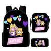Lankybox Cartoon Pattern Backpack Shoulder Bag Pencil Case Three Set Piece