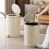 Кремовое мусорное ведро с ножной педалью из нержавеющей стали 2024 года - Большая вместимость для кухни, гостиной, спальни или ванной комнаты с крышкой