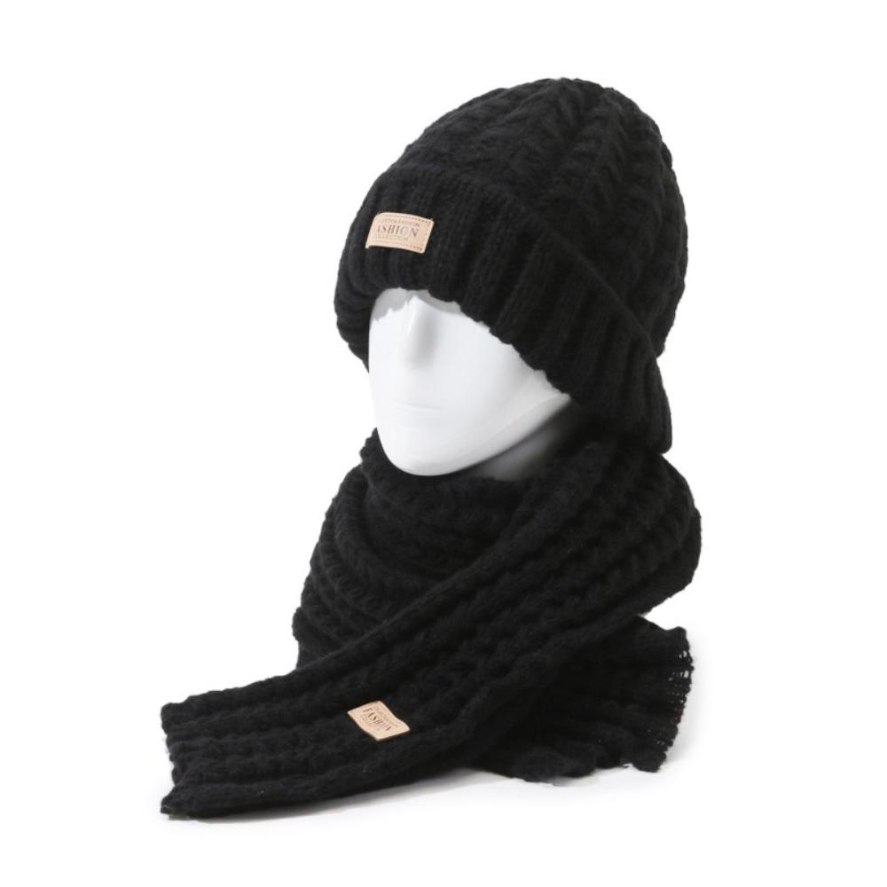 2Pcs Windproof Neck Guard Hat Set Korean Style Warm Scarf Fashion Knitted Hat Scarf Winter Autumn