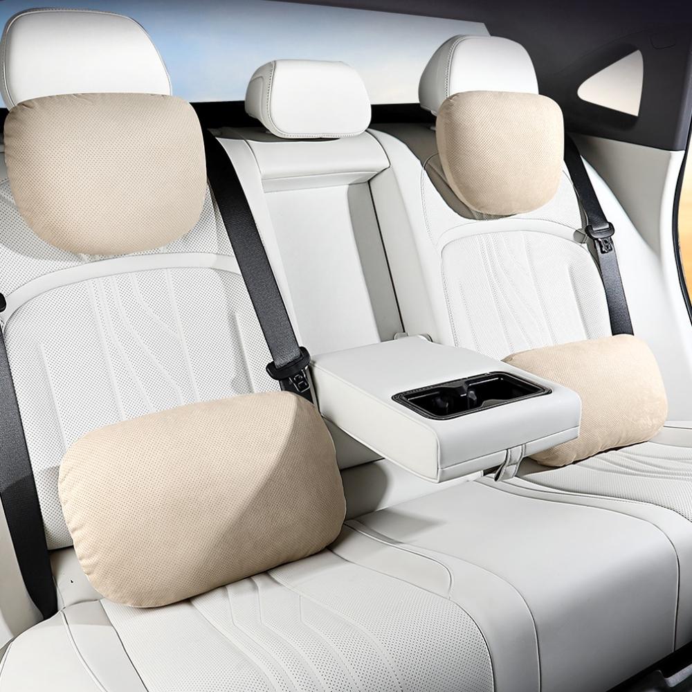 Дышащая замша для подголовника и поясничной поддержки автомобильного сиденья, регулируемая высота, премиальная ткань для комфорта и снятия стресса