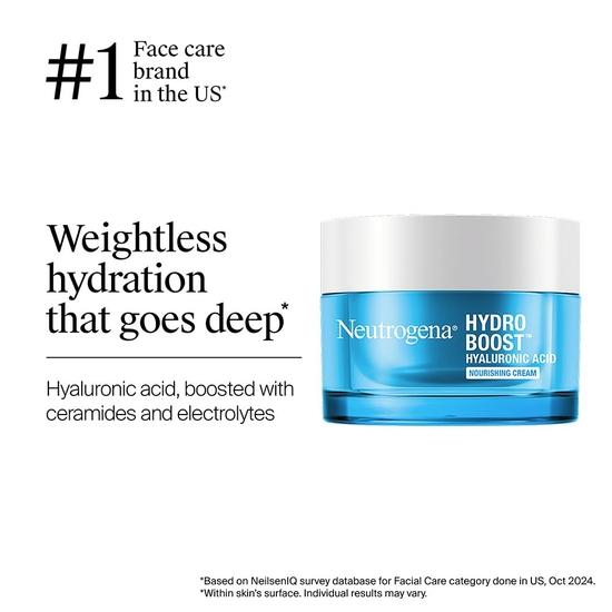 Питательный крем с гиалуроновой кислотой Neutrogena Hydro Boost | Глубокое увлажнение на 72 часа | Для всех типов кожи | Для мужчин и женщин 50г