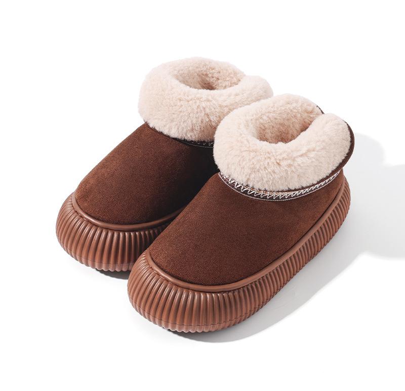Женские зимние ботинки для снега с подкладкой из искусственного меха, тапочки, удобная пушистая домашняя обувь для отдыха на открытом воздухе, нескользящая платформа, теплые ботильоны для женщин
